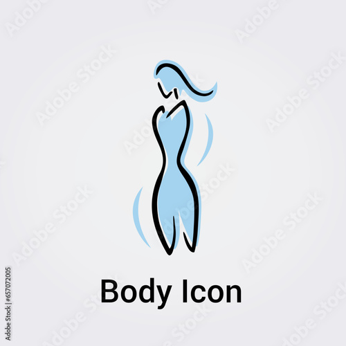 Femme Corps Silhouette isolée Icône Illustration graphique Symbole Nature, Sports et Fitness, Logo pour entreprise Couleurs