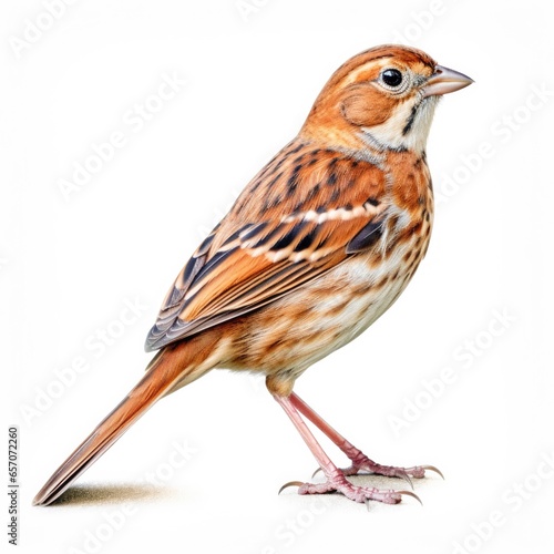 Nelsons sparrow bird isolated on white background.