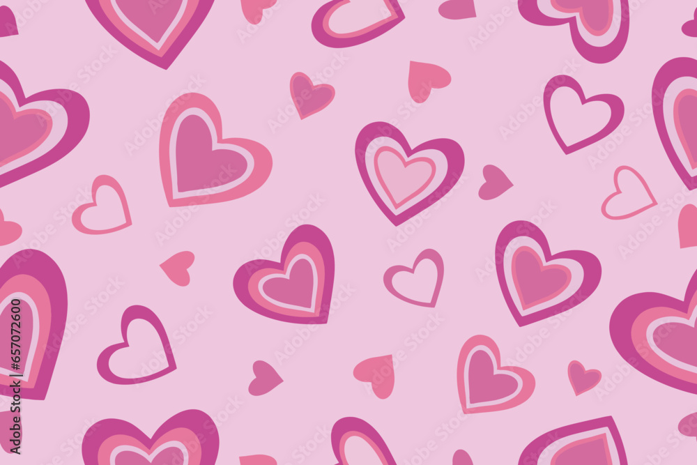 Modern abstract background with pink hearts. Vector illustration on a pink background