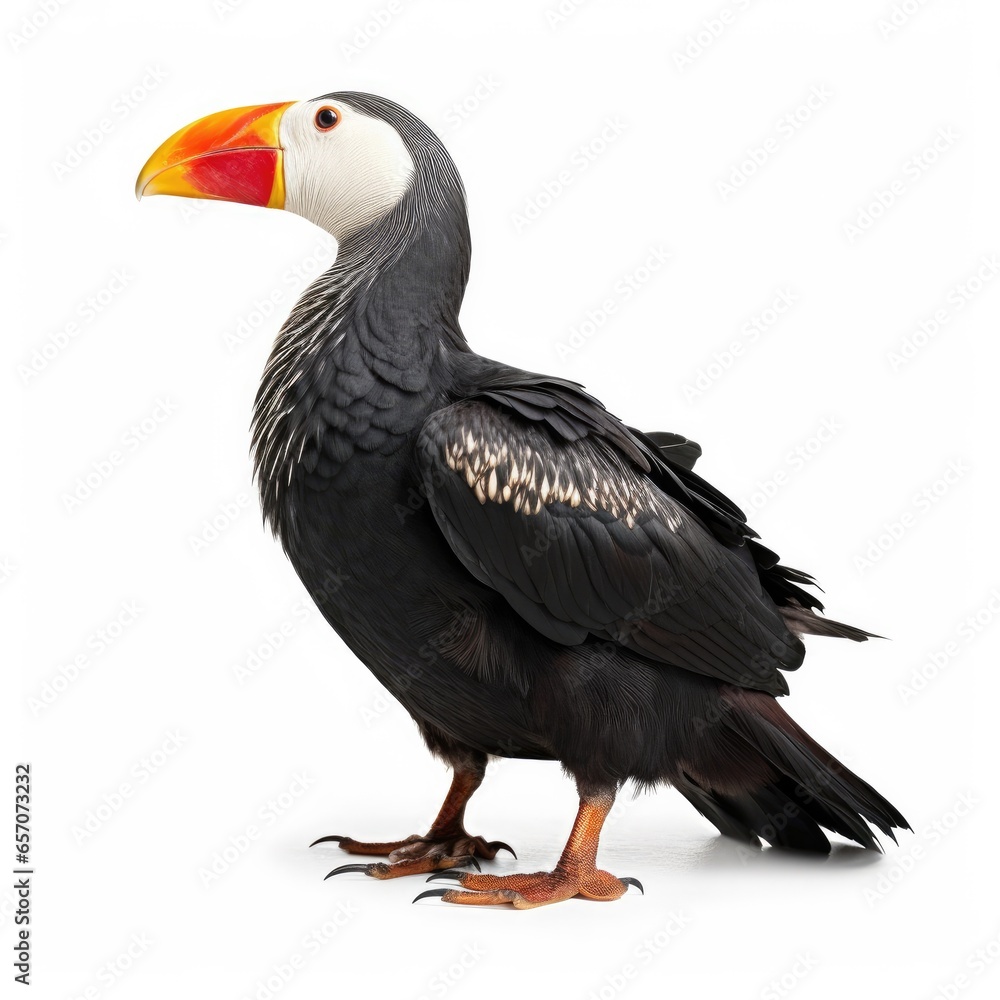 Fototapeta premium Tufted puffin bird isolated on white background.