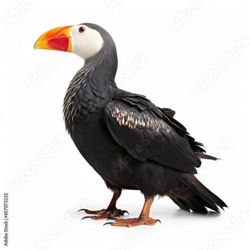 Tufted puffin bird isolated on white background. © Razvan