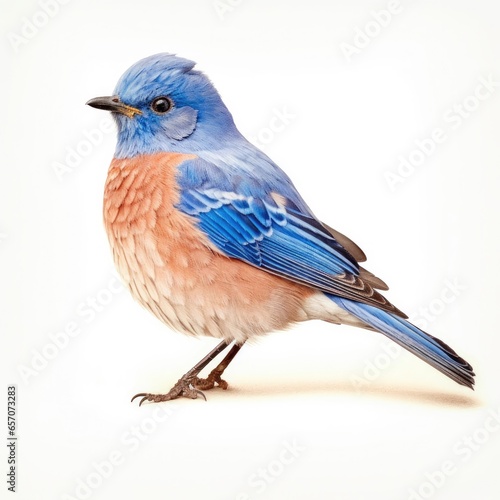 Western bluebird bird isolated on white background.