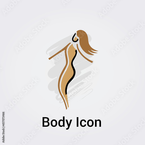 Femme Corps Silhouette isolée Icône Illustration graphique Symbole Nature, Sports et Fitness, Logo pour entreprise Couleurs