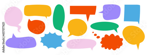 Set of different colorful speech bubble. Bubbles collection on white background. Vector illustration.