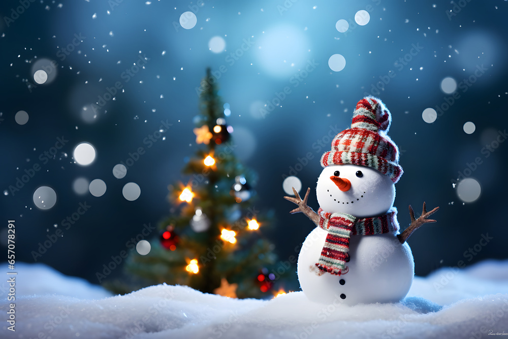 Snowman in christmas day background