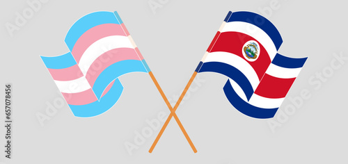 Crossed and waving flags of Transgender Pride and Costa Rica