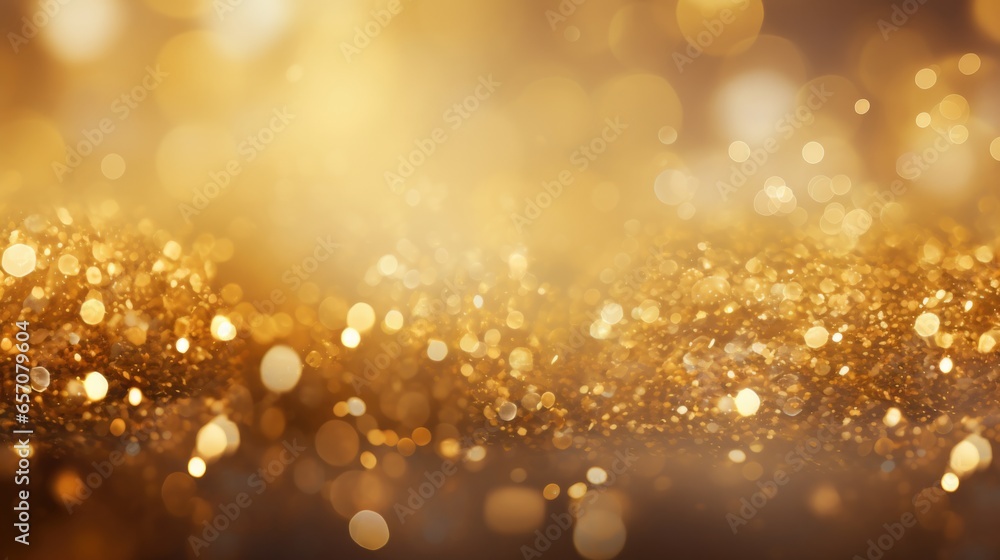 Golden glitter texture background. Shiny festive background with copy space for text.