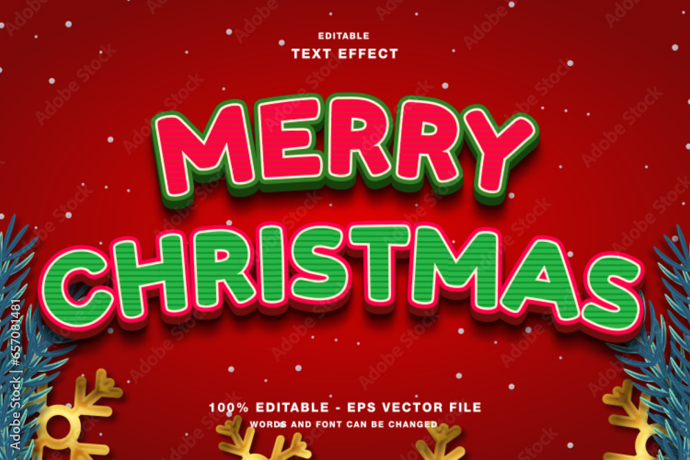 Merry Christmas Cartoon Editable Text Effect