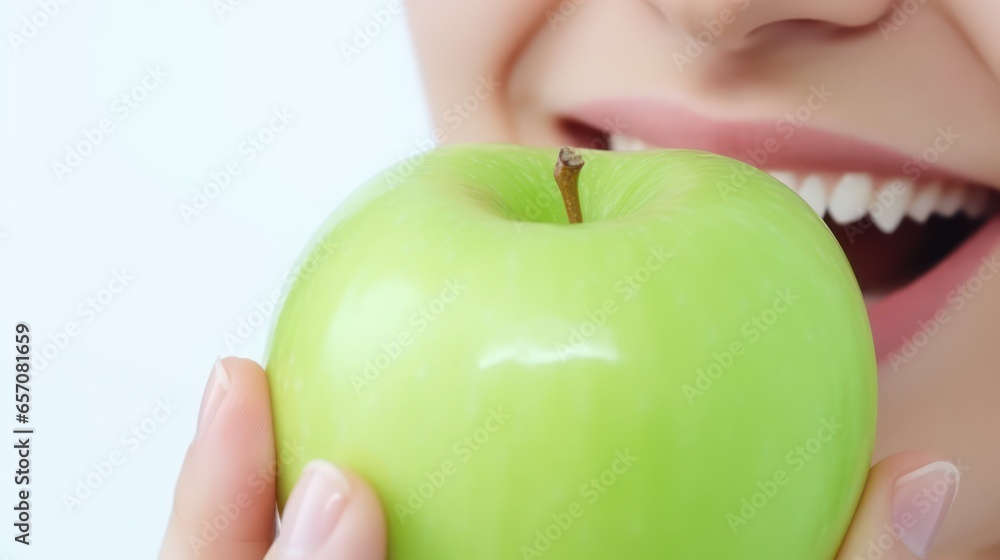 happy Child with ideal teeth eating green apple. Little Handsome Boy with Health food. advertising of dentistry and healthy lifestyle happy Child with ideal teeth eating green apple. Little Handsome Boy with Health food. advertising of dentistry and healthy lifestyle