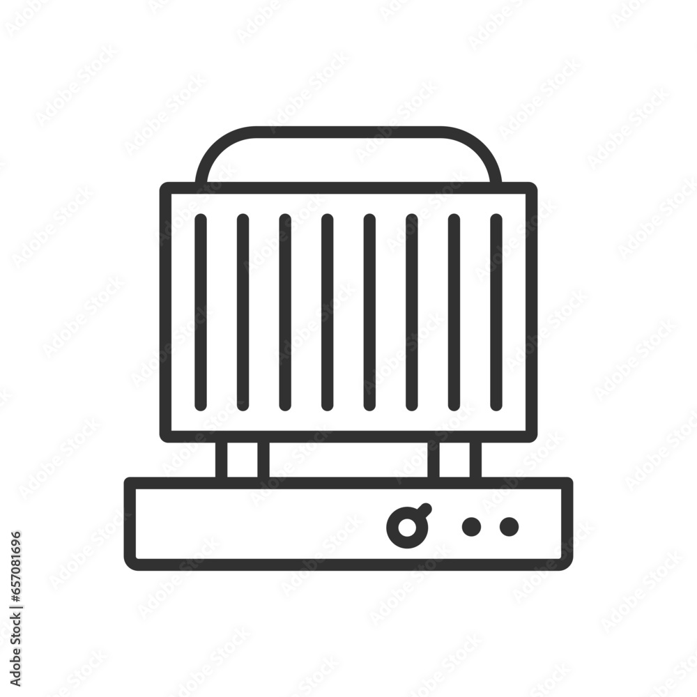 Electric grill, linear icon. Line with editable stroke Electric grill, linear icon. Line with editable stroke