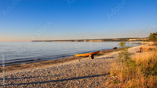 Beautiful evening at the Ihreviken Beach in Gotland Island Sweden
