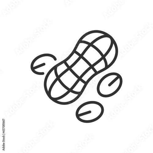 Peanuts in the shell, linear icon. Line with editable stroke