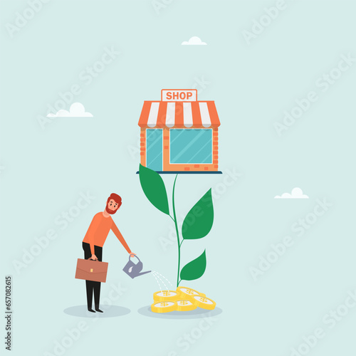 Grow your store and get more profit, expand your storefront or grow your small business. Concepts for increasing store income.
