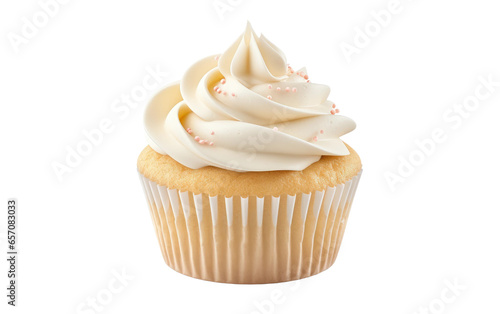 Delicious Vanilla Cupcake Isolated on Transparent Background
