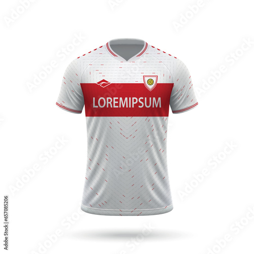 3d realistic soccer jersey in Stuttgart style, shirt template for football kit 2023