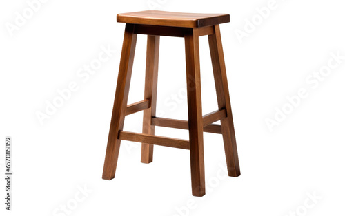 Classic Wooden Stool Isolated on Transparent Background