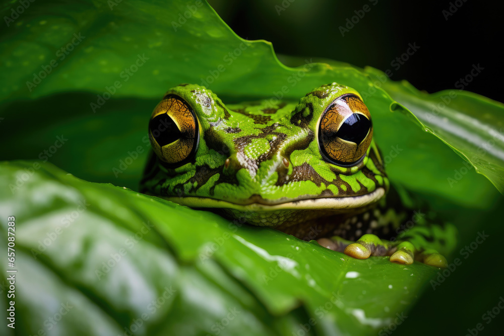 Unseen Wonders: Frog’s Lurking Eyes in Greenery Unseen Wonders: Frog’s Lurking Eyes in Greenery