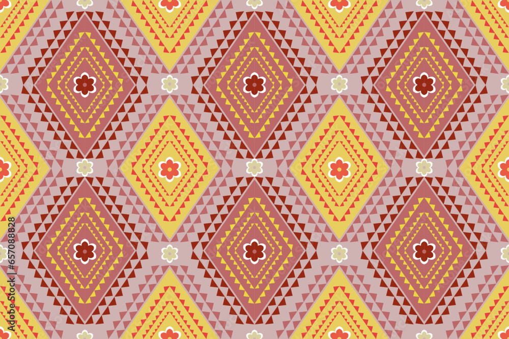 ethnic pattern design, repeat and seamless, geometric and floral element for textile, print, wallpaper or other.