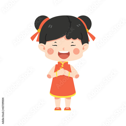 Kid girl wearing traditional chinese costume