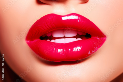 Fotografia Passionate red lips close up