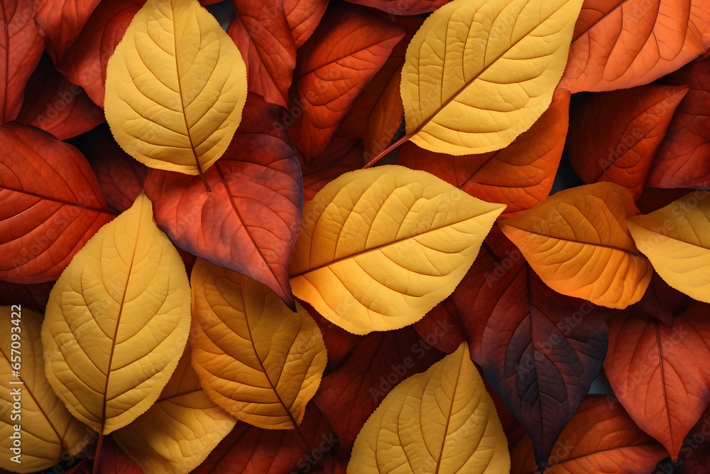 Fototapeta premium Bunter Herbstblätter am Boden, erstellt mit generativer KI