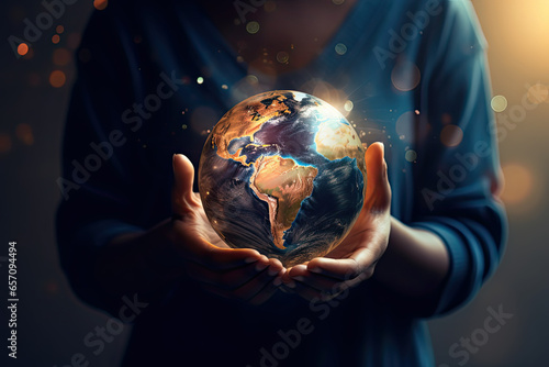 Wallpaper Mural Hands Holding The Earth, Globe, World, Planet, Environment, Representing Sustainability Responsibility, and Environmental Care Torontodigital.ca