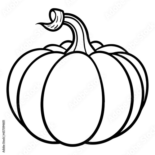 Pumpkin silhouette, Black and White Pumpkin, Halloween or Thanksgiving line art.
