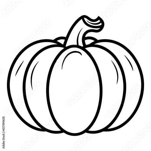 Pumpkin silhouette, Black and White Pumpkin, Halloween or Thanksgiving line art.
