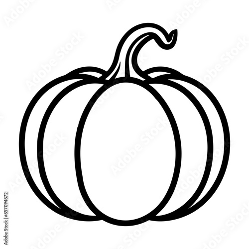 Pumpkin silhouette, Black and White Pumpkin, Halloween or Thanksgiving line art.
