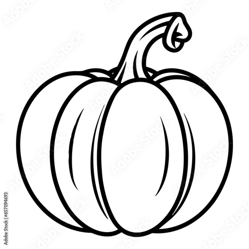 Pumpkin silhouette, Black and White Pumpkin, Halloween or Thanksgiving line art.
