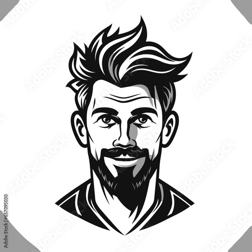 Portrait of a man with a beard and mustache. Vector illustration.