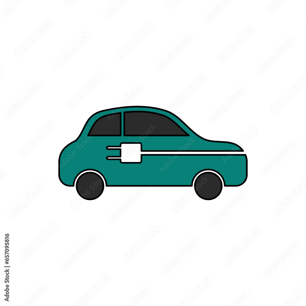 Electric car in lineal color icon. Vector illustration design element template in trendy and unique style. Editable graphic resources for your creativity project.