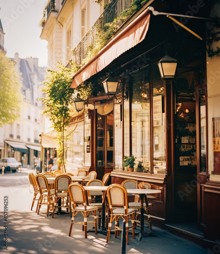 Paris street cafes  cafe  arrondissements. Generated AI