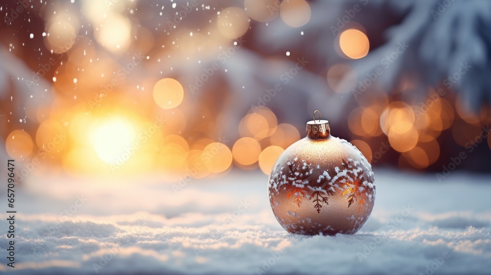 Christmas blurred defocused background with gold balls against of the evening sky, Generative AI Christmas blurred defocused background with gold balls against of the evening sky, Generative AI