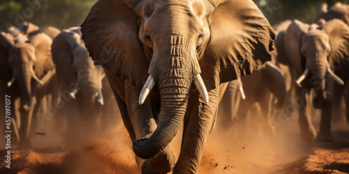 A herd of wild white elephants is passing through East Africa,