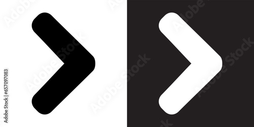 Right arrow icon vector. Arrow next icon sign symbol  in trendy flat style. Right arrow vector icon illustration isolated on  white and black background