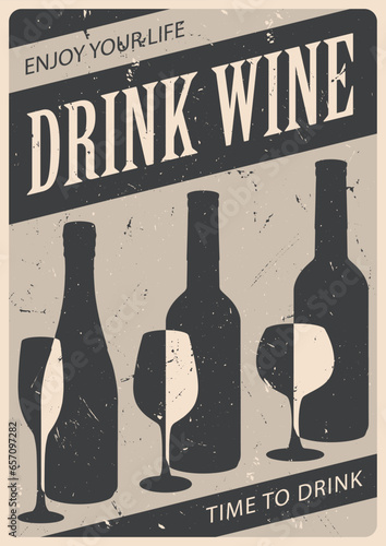 Drink wine vintage flyer monochrome