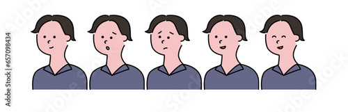 ポロシャツを着た従業員スタッフ男性の表情色々セット