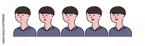 ポロシャツを着た従業員スタッフ男性の表情色々セット