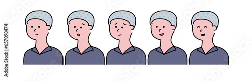 ポロシャツを着た従業員スタッフ男性の表情色々セット