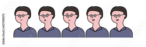 ポロシャツを着た従業員スタッフ男性の表情色々セット