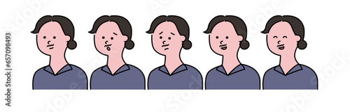 ポロシャツを着た従業員スタッフ男性の表情色々セット