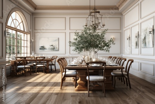 3D rendering of a traditional Italian-inspired dining room PNG Cutout, Generative AI.