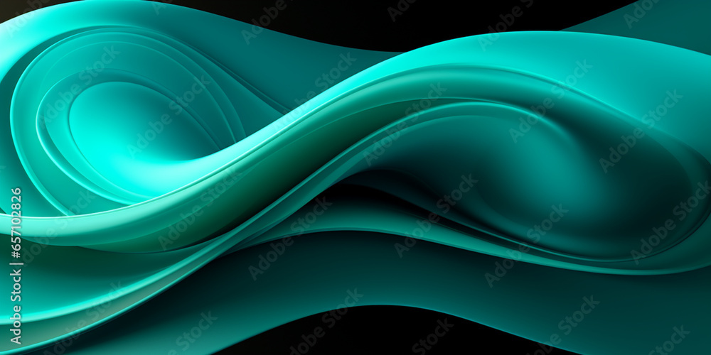 Obraz premium blue dark light jade petrol teal cyan sea blue green abstract wave wavy line background