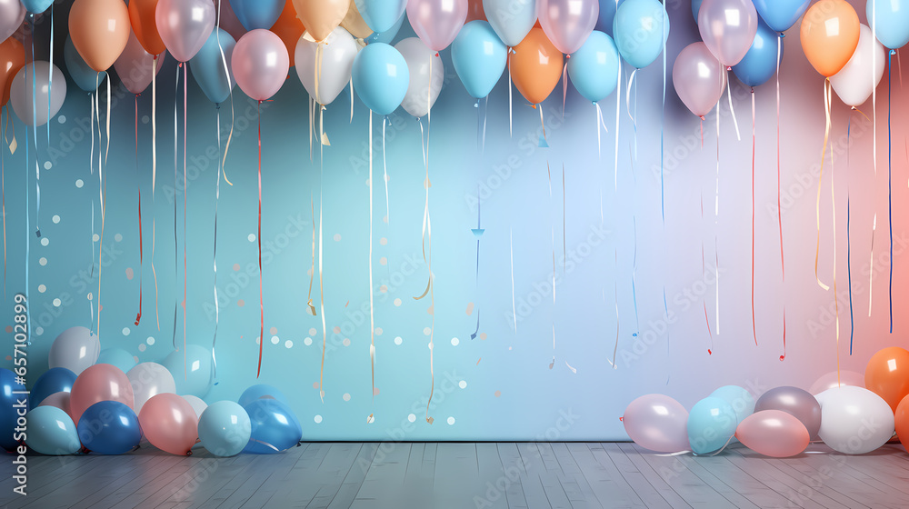 Group Of Balloons In A Room - obrazy, fototapety, plakaty 