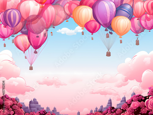 Pink And Purple Balloons In The Sky
