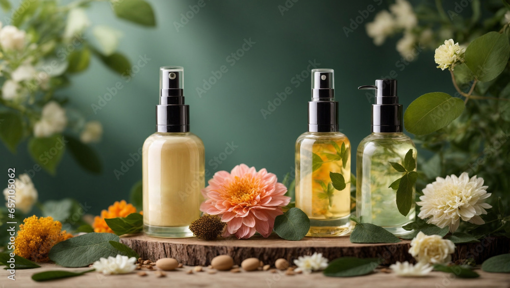 Natural cosmetic products in natural background with white and pink flowers. empty labels. beauty of skin and hair. Homeopathic Vegetable Oils. Concept of Organic, Bio Cosmetics and Food Additives. Natural cosmetic products in natural background with white and pink flowers. empty labels. beauty of skin and hair. Homeopathic Vegetable Oils. Concept of Organic, Bio Cosmetics and Food Additives.