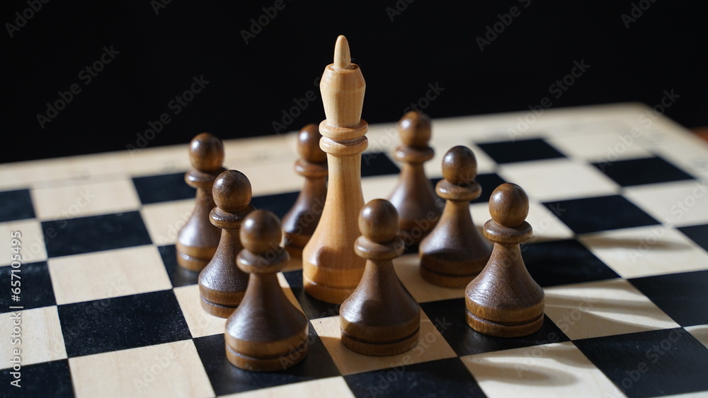 Defeat. The white king is surrounded by black pawns. A hopeless situation Defeat. The white king is surrounded by black pawns. A hopeless situation