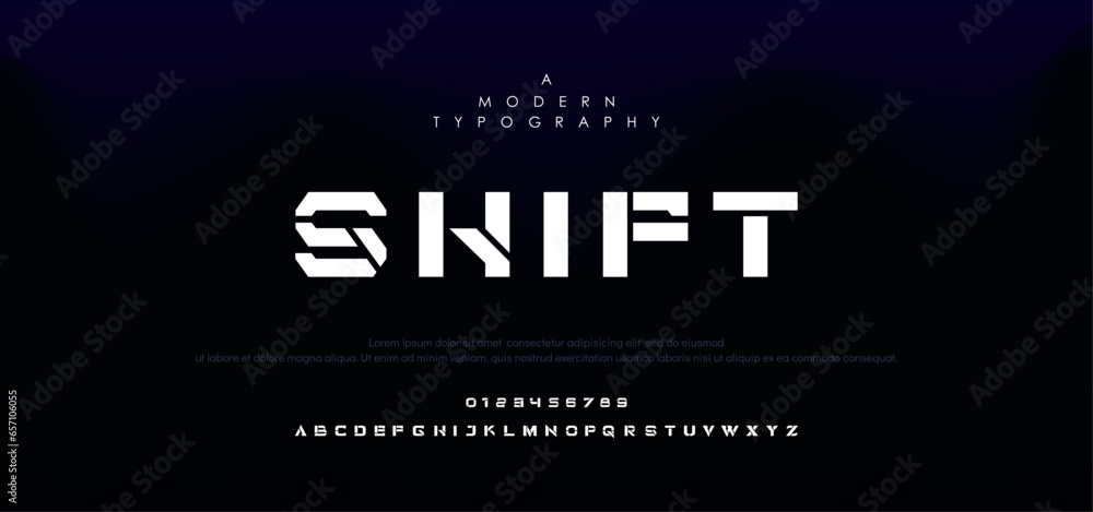 Shift Unique and elegant alphabets display font vector - obrazy, fototapety, plakaty 