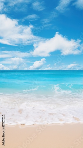 Dreamy beach with blurred ocean waves and sky